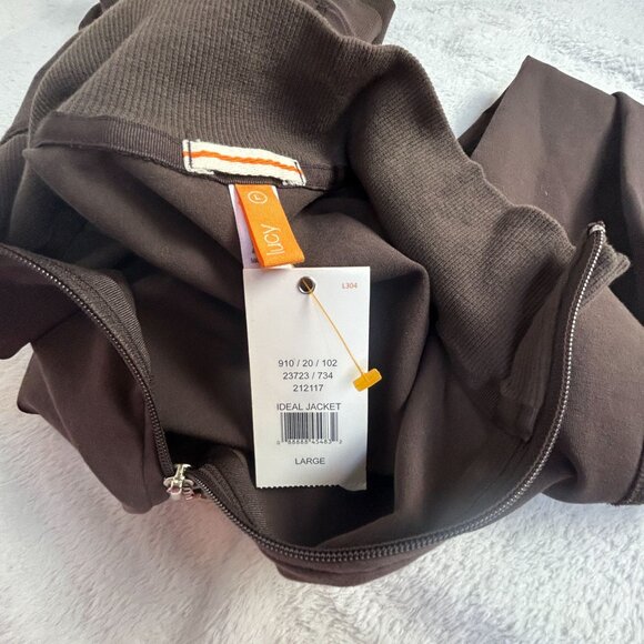 Lucy Womens Ideal Jacket Large Brown Cotton Blend Stretch Zip Front New - Picture 3 of 8